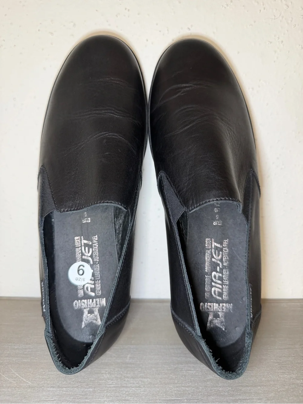 Mephisto Shoes Womens 7.5 Air Jet Slip On Flats Leather Classic Comfort Office